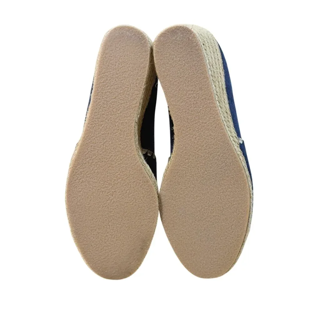 Jack Rogers Palmer Espadrille Open-Toe Wedge Midnight Navy Suede Women's US 6